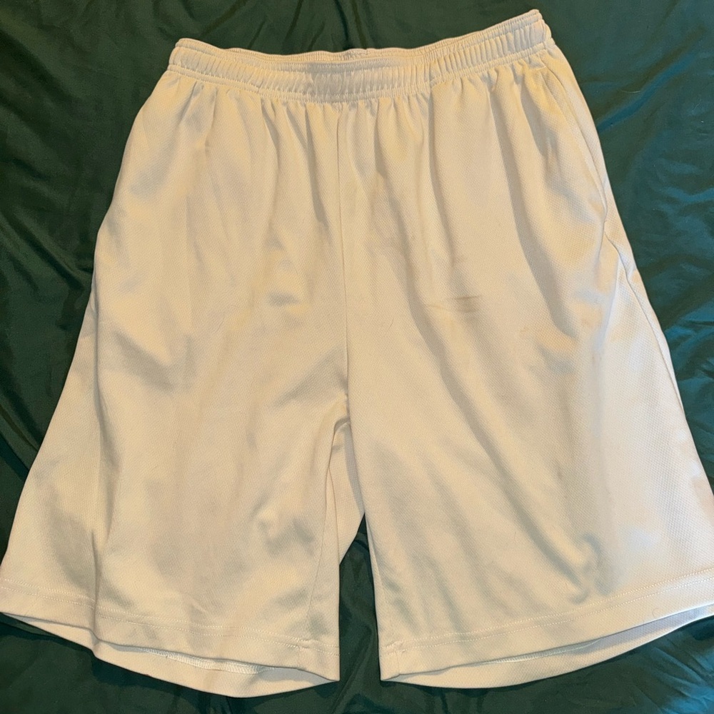 Beige Elastic Waistband Shorts